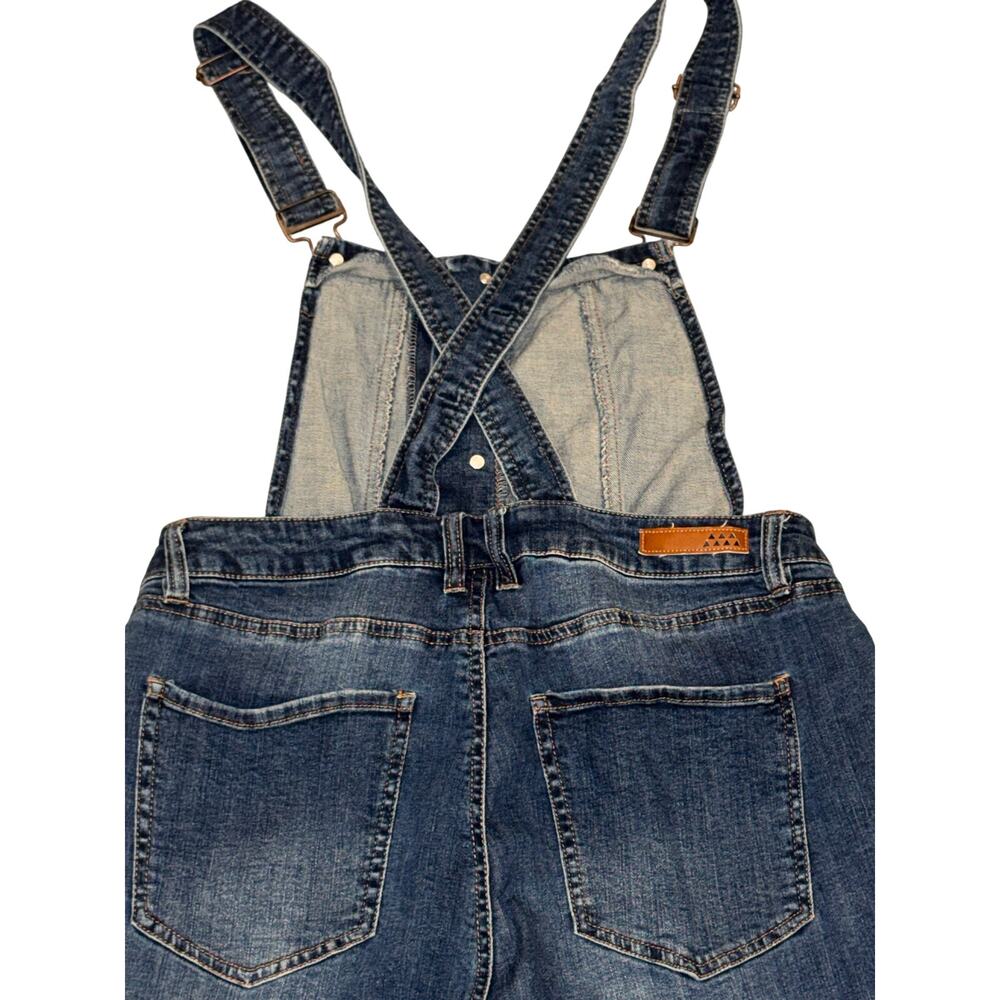 Dollhouse Juniors Size 16 Button-Front Skinny Denim Overalls Step Hem - Picture 6 of 10